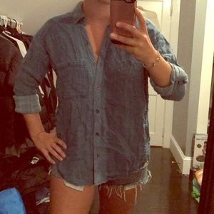 Free people indigo blue double cloth flannel